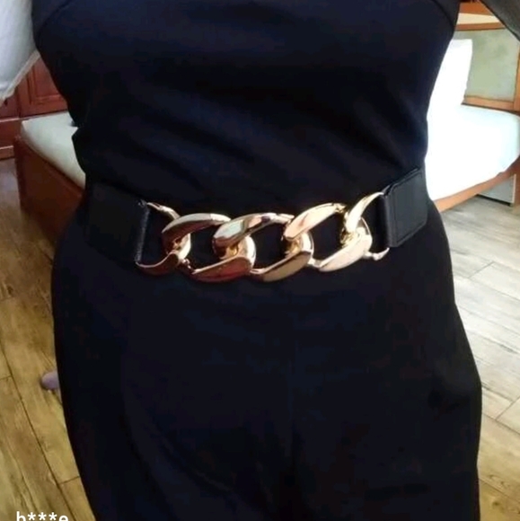 Elastic chunky black gold belt - Picture 13 of 14